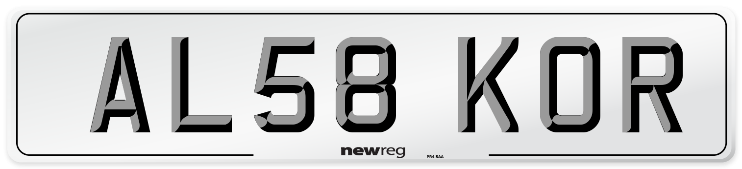 AL58 KOR Number Plate from New Reg